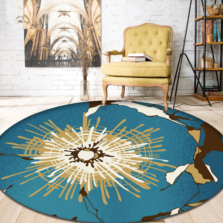 Contemporary radial patterned rug Blue Synthetic rug Washable Pet-friendly non-slip rug for the living room | Bowlift