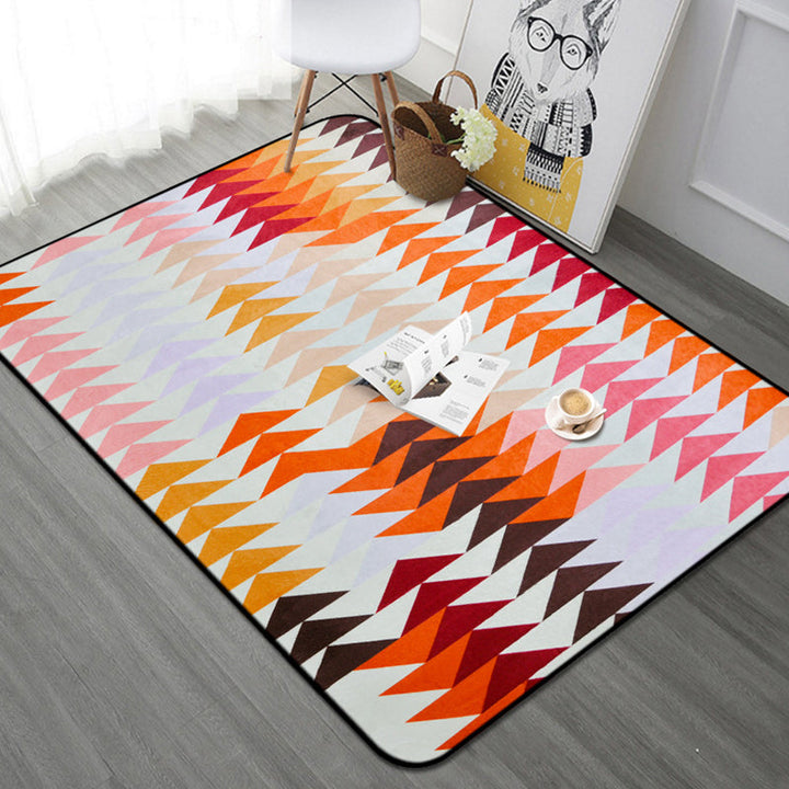 Simple geometric pattern rug multicolored Nordic rug polyester pet-friendly non-slip backing washable area rug for the living room | Bowlift