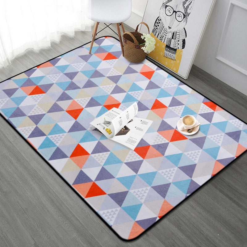 Simple geometric pattern rug multicolored Nordic rug polyester pet-friendly non-slip backing washable area rug for the living room | Bowlift