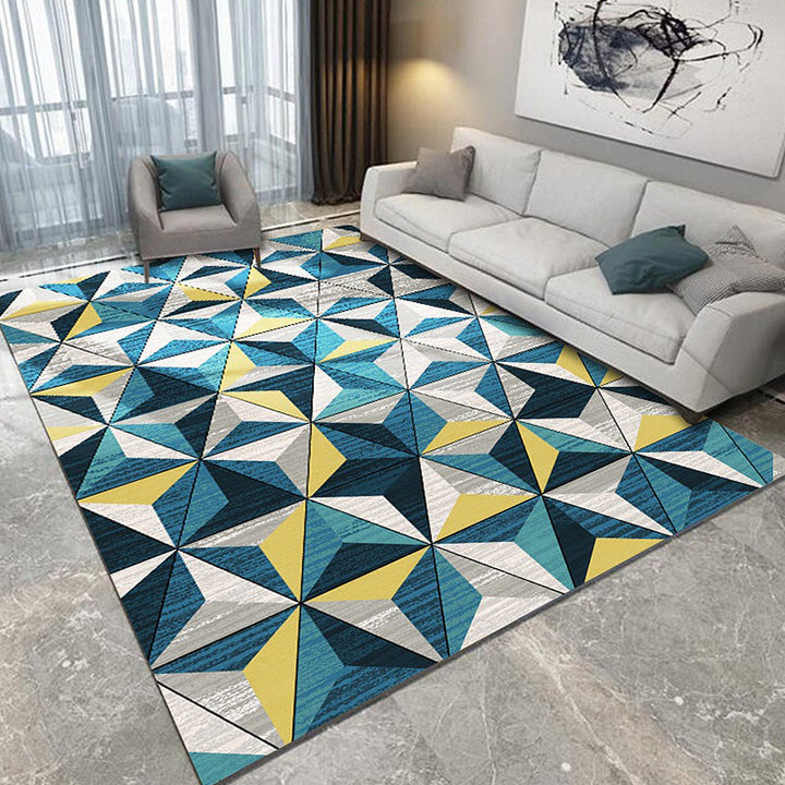 New geometric pattern rug multicolor polyester rug washable pet-friendly non-slip rug for the living room | Bowlift