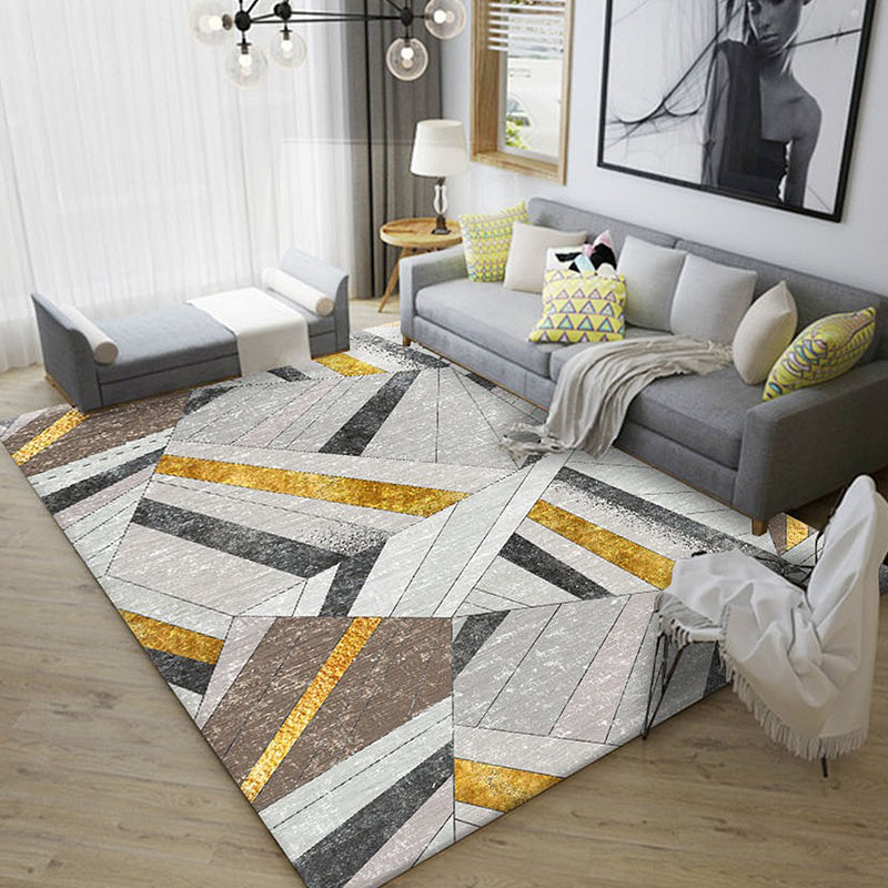 New geometric pattern rug multicolor polyester rug washable pet-friendly non-slip rug for the living room | Bowlift
