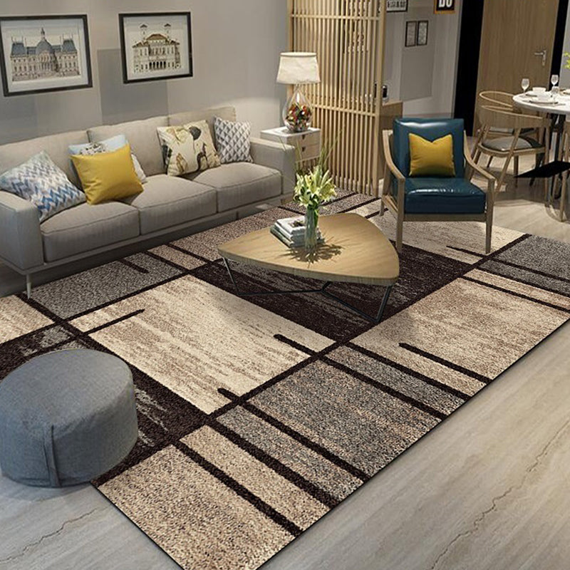 Stylish geometric pattern rug Blue novelty rug Polyester pet-friendly non-slip back washable rug for the living room | Bowlift