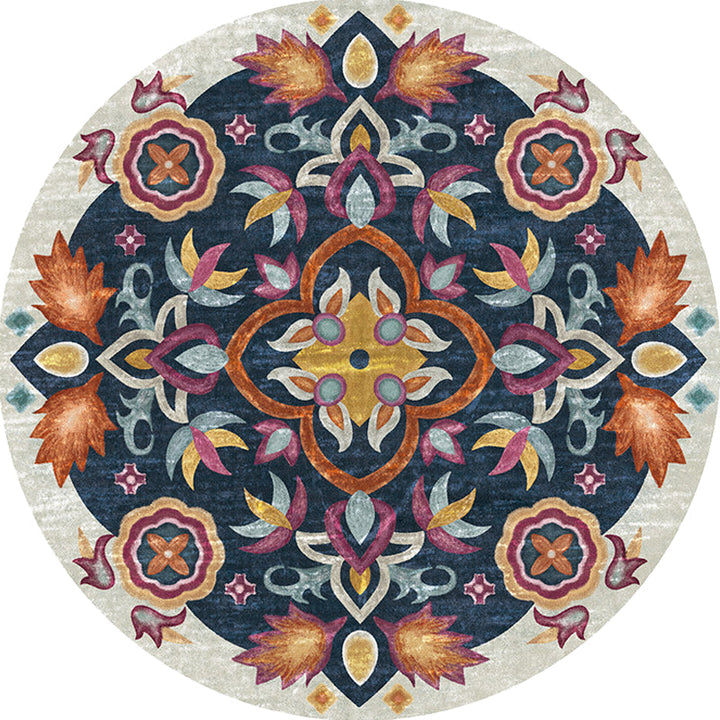 BowLift | Unique Flower Pattern Rug Colorful Moroccan Rug Polyester Pet Friendly Non-Slip Back Washable Rug for the Living Room