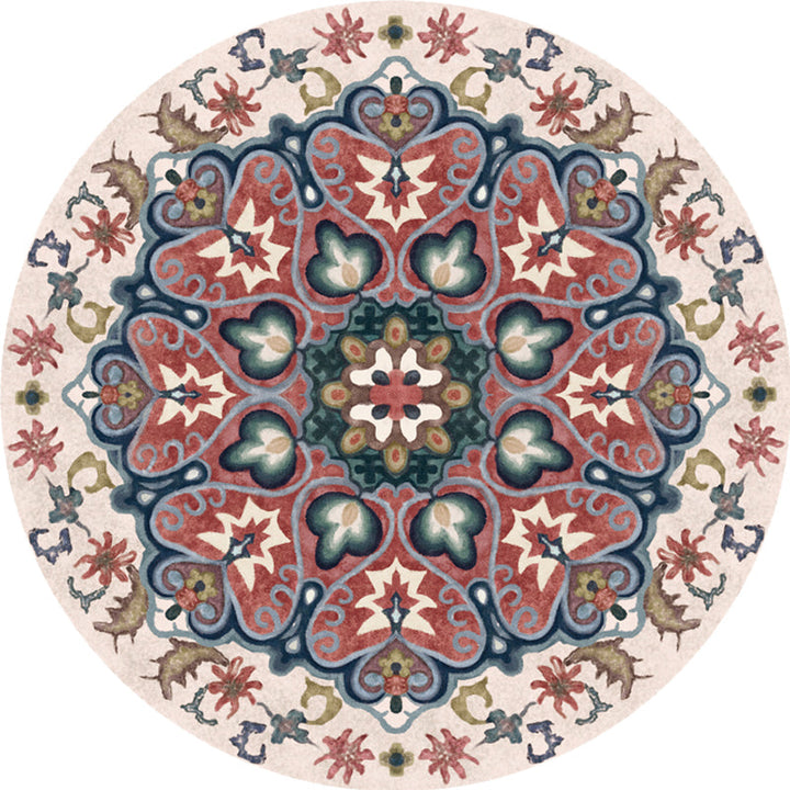 BowLift | Unique Flower Pattern Rug Colorful Moroccan Rug Polyester Pet Friendly Non-Slip Back Washable Rug for the Living Room