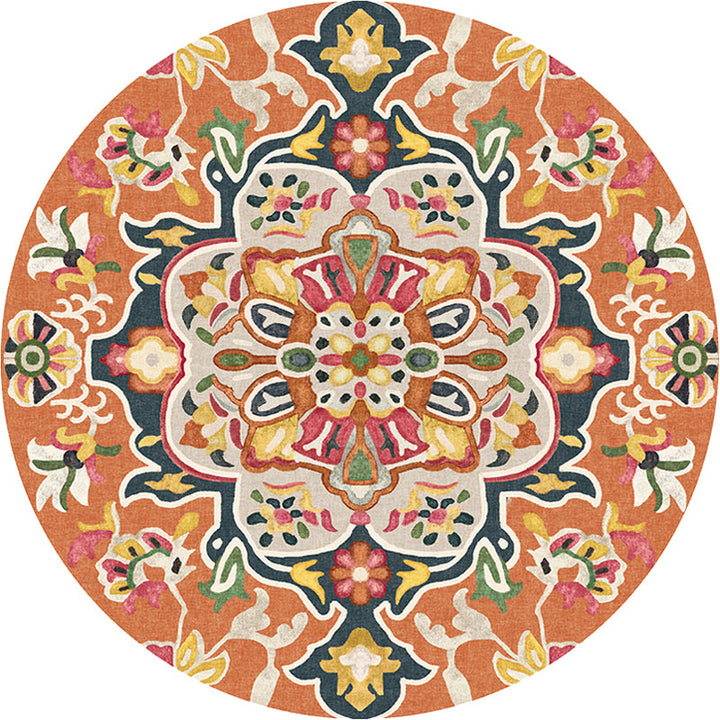 BowLift | Unique Flower Pattern Rug Colorful Moroccan Rug Polyester Pet Friendly Non-Slip Back Washable Rug for the Living Room