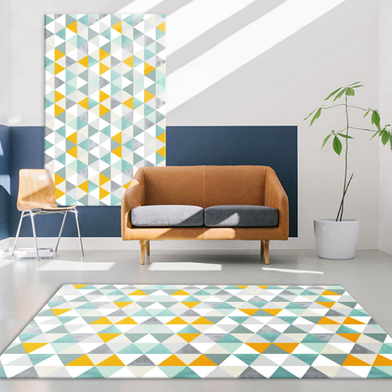 Unique geometric pattern rug multicolored modern rug polyester washable pet-friendly non-slip rug for the living room | Bowlift