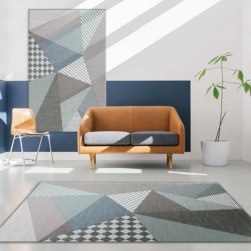 Unique geometric pattern rug multicolored modern rug polyester washable pet-friendly non-slip rug for the living room | Bowlift