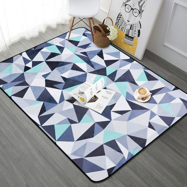 Funky Geometric Pattern Rug Blue Modernist Rug Polyester Washable Pet-Friendly Non-Slip Rug for the Living Room | Bowlift