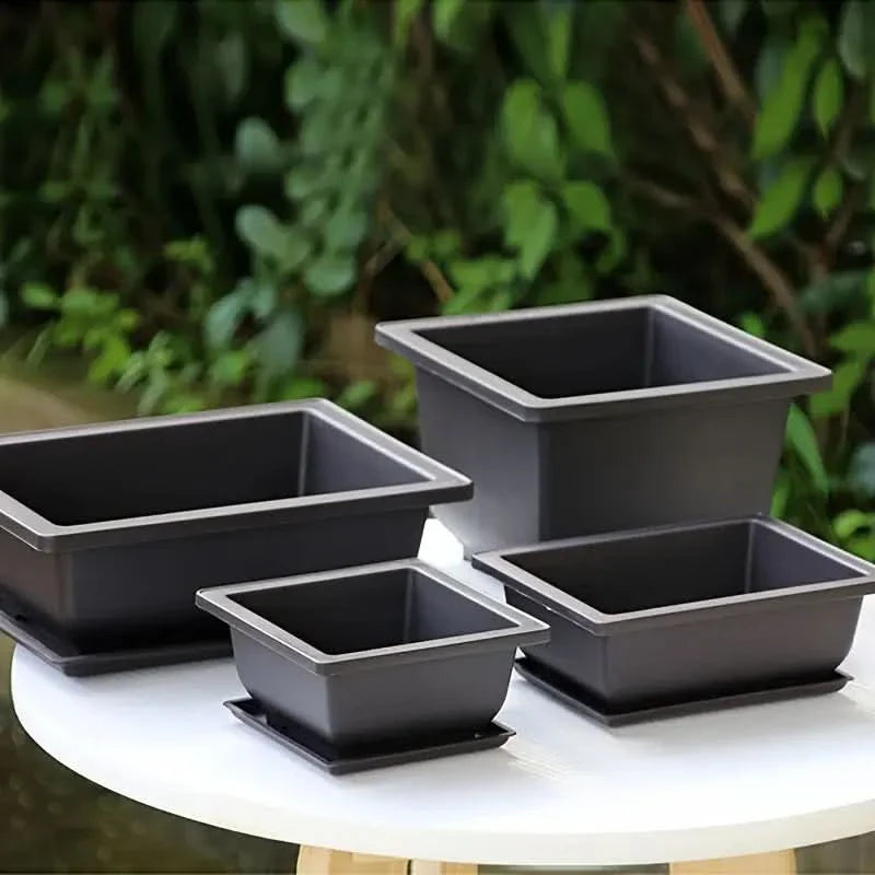 BowLift | Rectangular Flower Planter with Saucer for Balcony