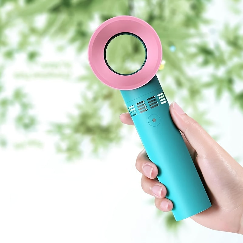 1pc USB Rechargeable Bladeless Handheld Fan - Portable Mini Desk Fan with 3 Speeds for Travel, Camping, Office, and Room Use | Bowlift