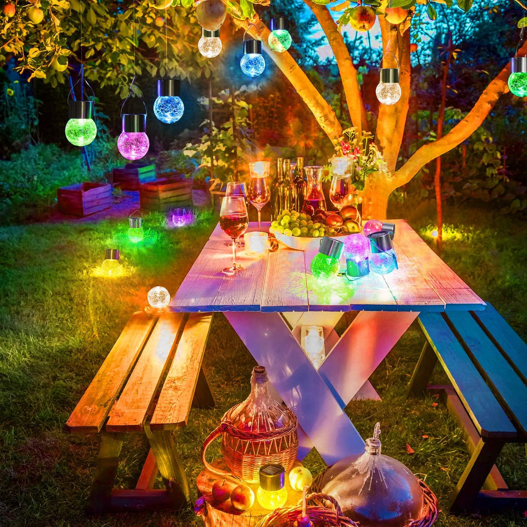BowLift | Multicolor Crackle Glass Hanging Solar Light
