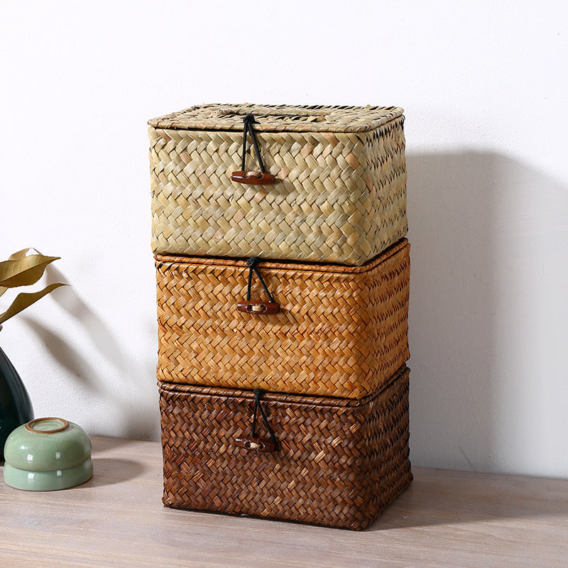 Handcrafted Woven Storage Box with Stylish Lid Bowlift