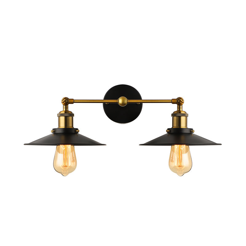 BowLift | 2 heads wall light industrial stylish tapered shade metal wall sconces lighting in black/white for living room