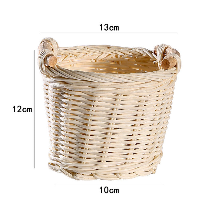 Unisex Handwoven Storage Basket with Wooden Handles Bowlift