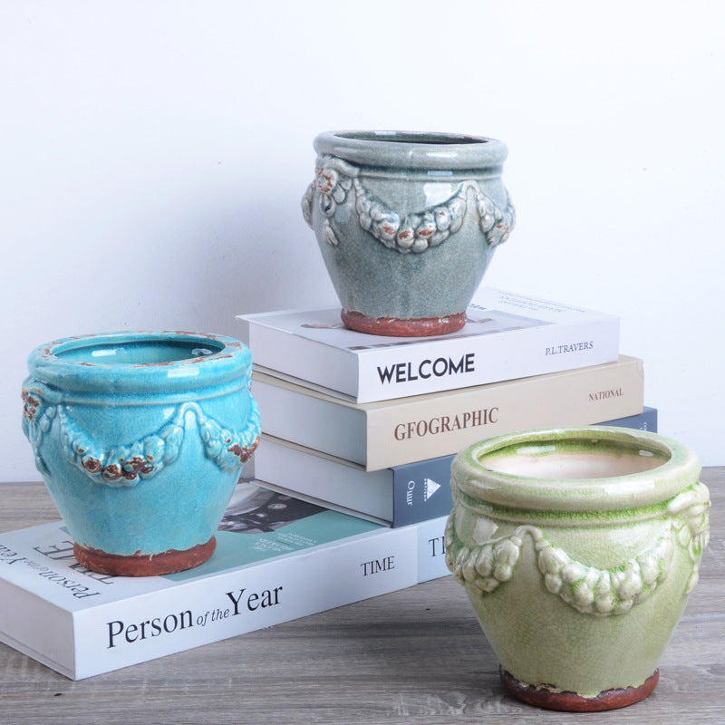 Decorative plant pot with artistic relief Bowlift