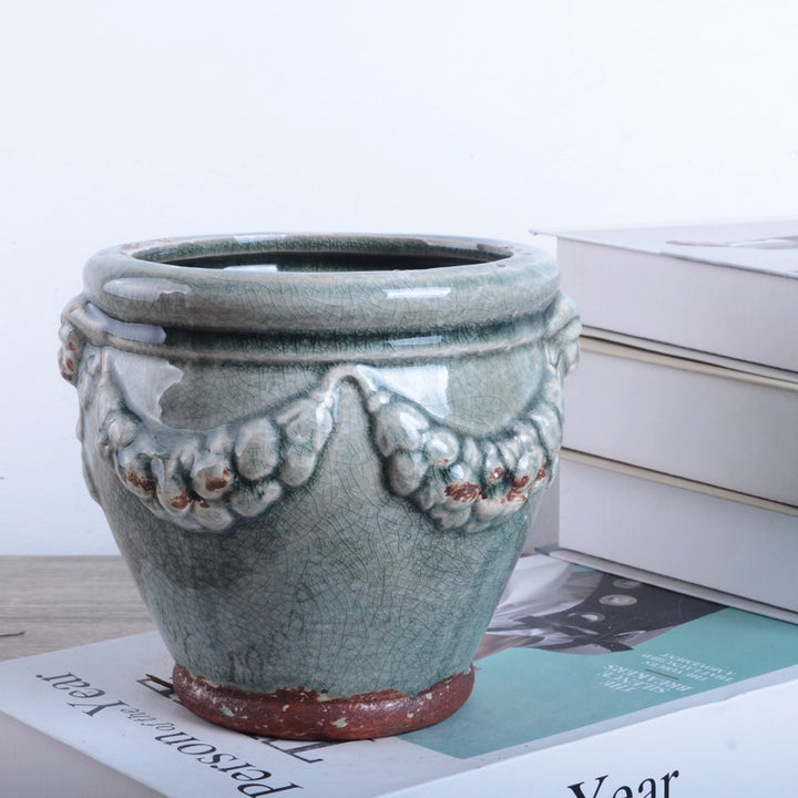 Decorative plant pot with artistic relief Bowlift