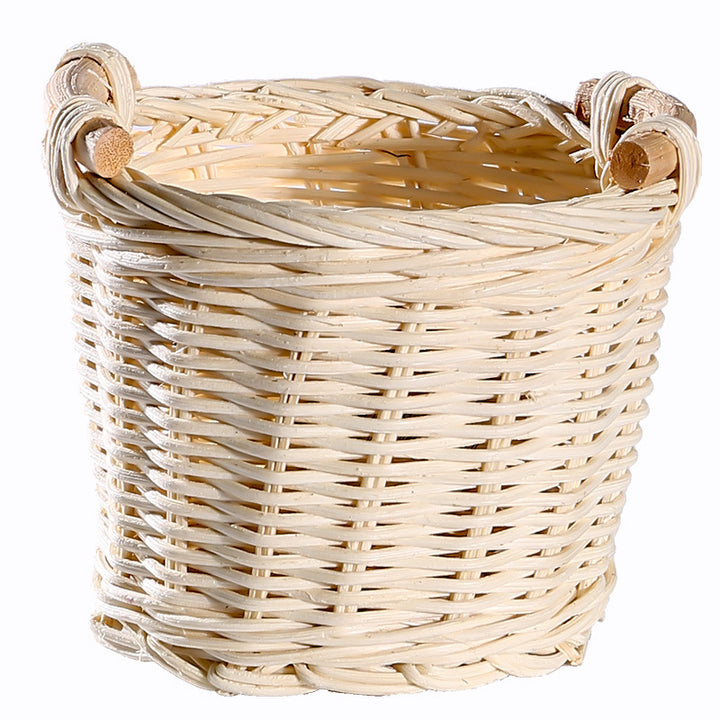 Unisex Handwoven Storage Basket with Wooden Handles Bowlift