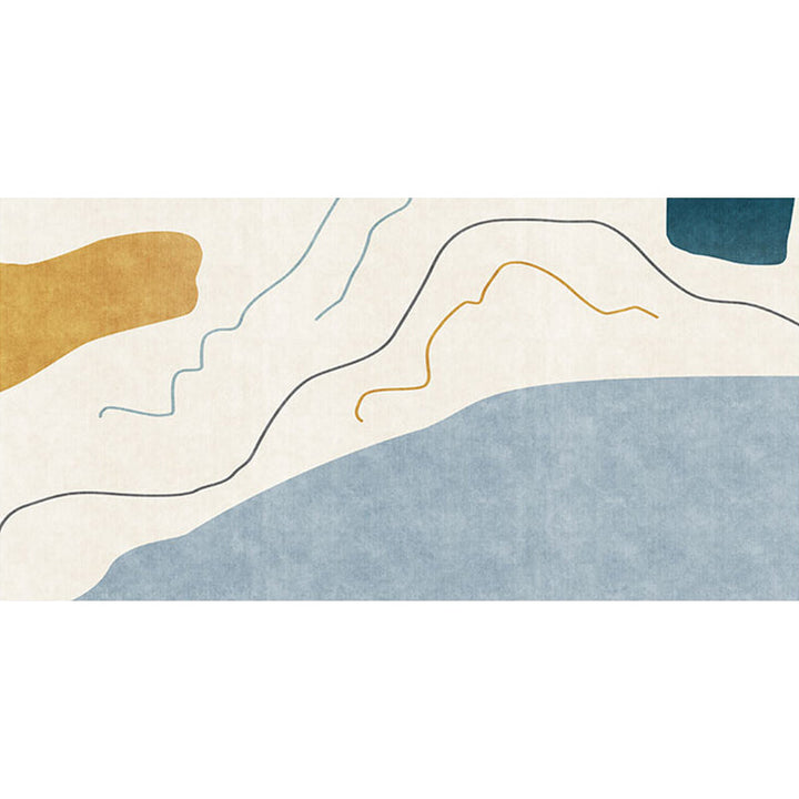 BowLift | Modernist Abstract Rug Blue and Beige Polyester Rug Non-Slip Bottom Washable Pet Friendly Area Rug for Home