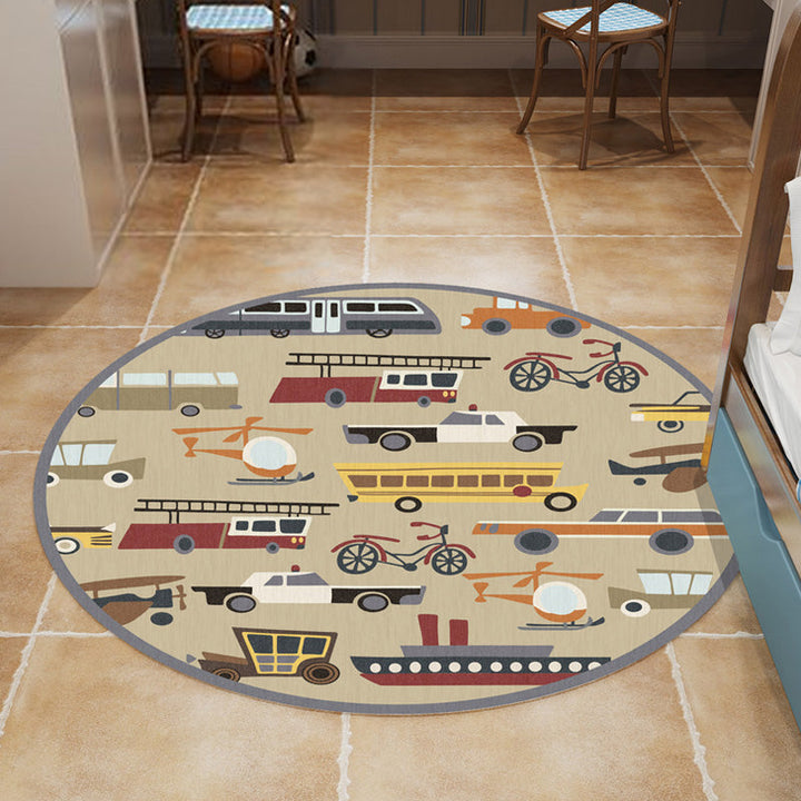 BowLift | Multicolor Flowers Pattern Rug with Star and Heart Polyester Kids Rug Washable Non-Slip Pet-Friendly Rug for Children's Room