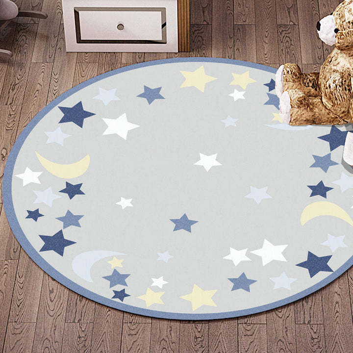 BowLift | Multicolor Flowers Pattern Rug with Star and Heart Polyester Kids Rug Washable Non-Slip Pet-Friendly Rug for Children's Room