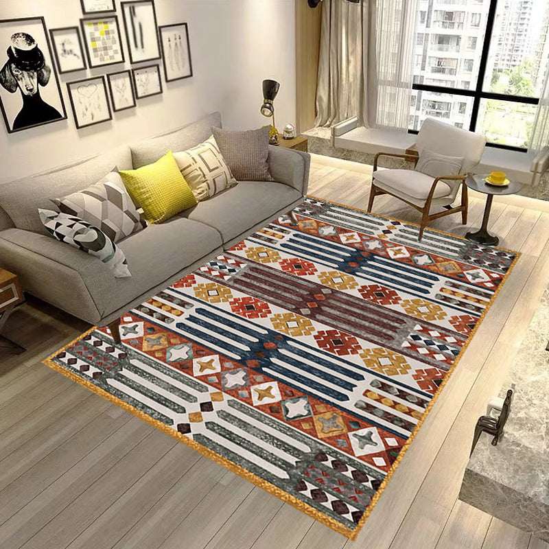 BowLift | Traditional Tribal Flower Pattern Rug Multicolored Moroccan Rug Polyester Pet Friendly Non-Slip Back Washable Rug for Living Room