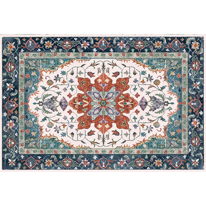 BowLift | Traditional Tribal Flower Pattern Rug Multicolored Moroccan Rug Polyester Pet Friendly Non-Slip Back Washable Rug for Living Room
