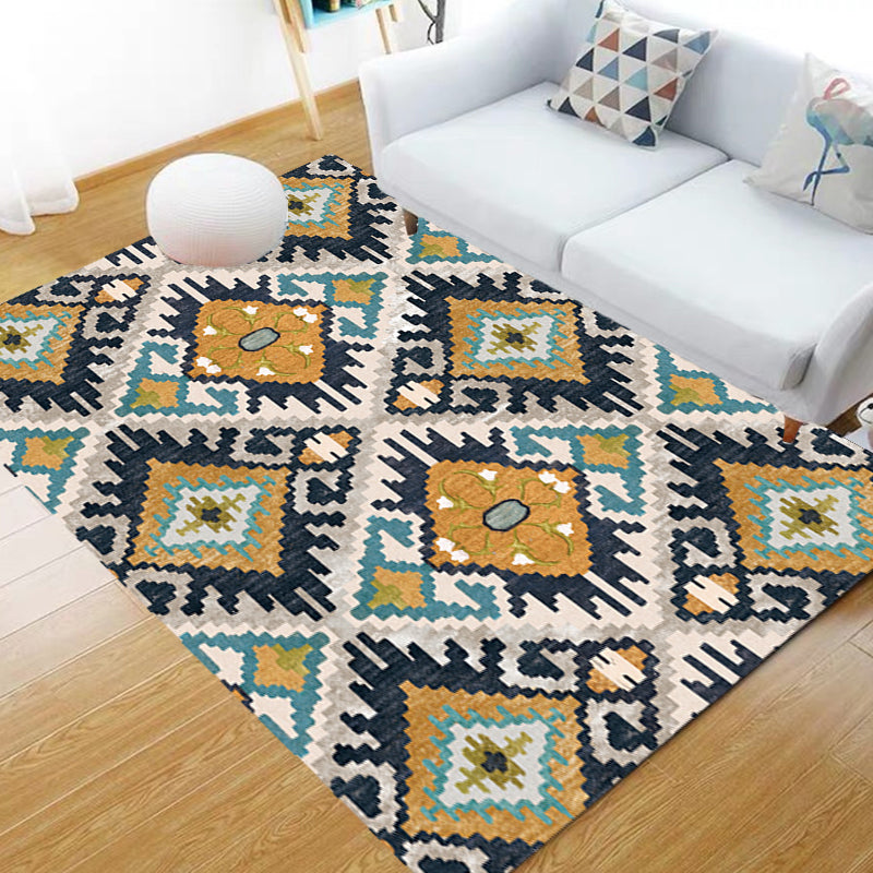 BowLift | Traditional Tribal Flower Pattern Rug Multicolored Moroccan Rug Polyester Pet Friendly Non-Slip Back Washable Rug for Living Room