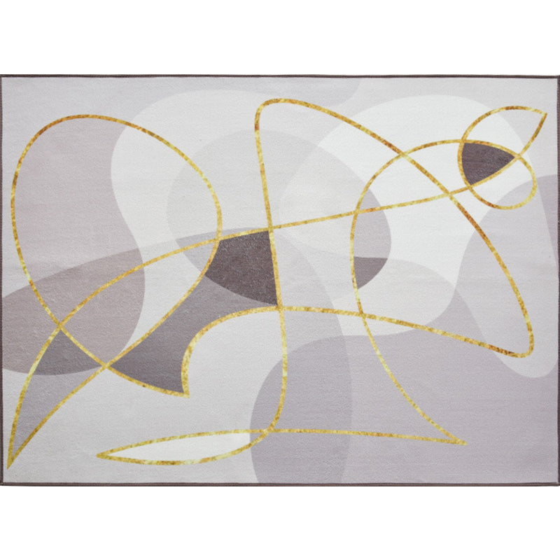 New Abstract Rug Gray and Khaki Polyester Rug Washable Pet-Friendly Non-Slip Rug for the Living Room | Bowlift