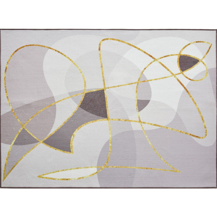 New Abstract Rug Gray and Khaki Polyester Rug Washable Pet-Friendly Non-Slip Rug for the Living Room | Bowlift
