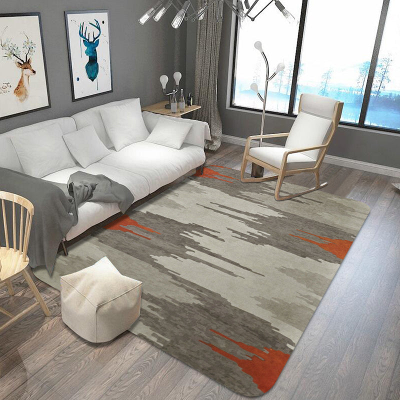BowLift | Unusual abstract carpet gray industrial carpet polyester pet-friendly non-slip backing washable carpet for the living room