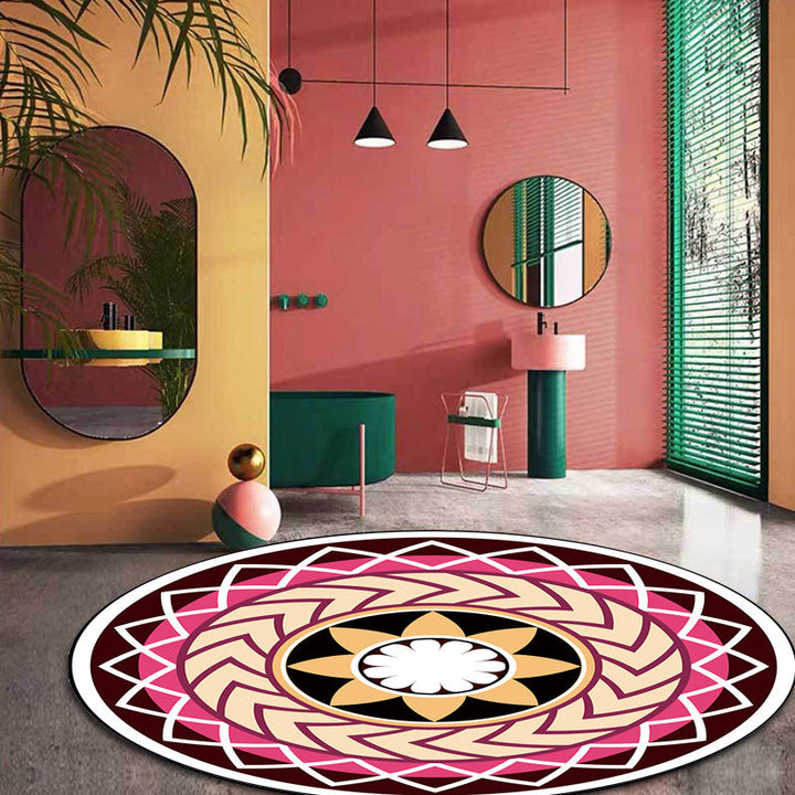 BowLift | Moroccan floral pattern rug with moon black and red polyester rug machine washable pet-friendly non-slip rug for the living room