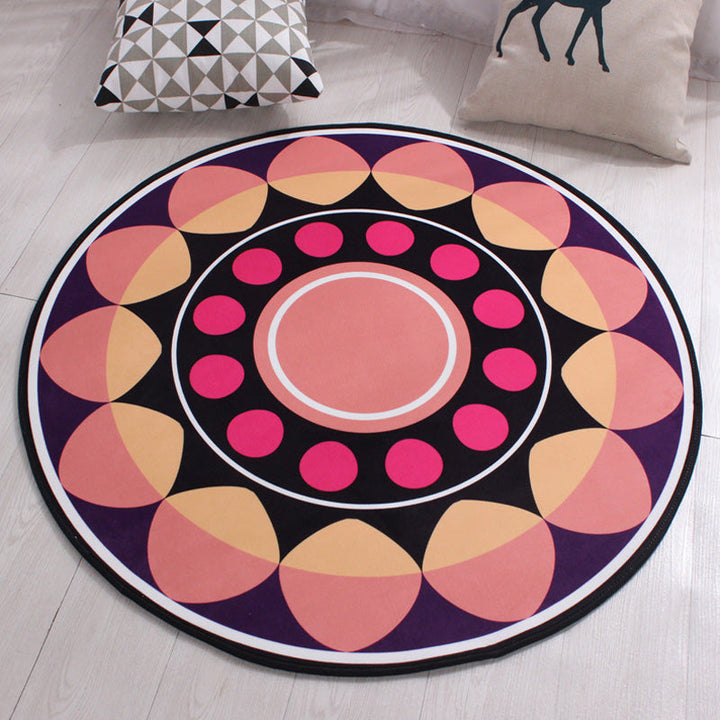 BowLift | Moroccan floral pattern rug with moon black and red polyester rug machine washable pet-friendly non-slip rug for the living room