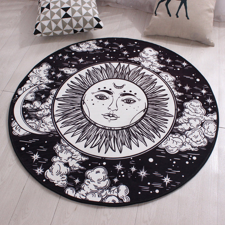 BowLift | Moroccan floral pattern rug with moon black and red polyester rug machine washable pet-friendly non-slip rug for the living room