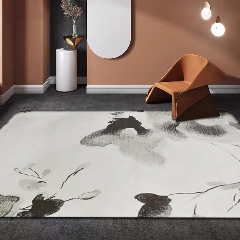 BowLift | Gray oriental carpet Polyester watercolor pattern carpet pet-friendly machine washable non-slip backing carpet for decoration