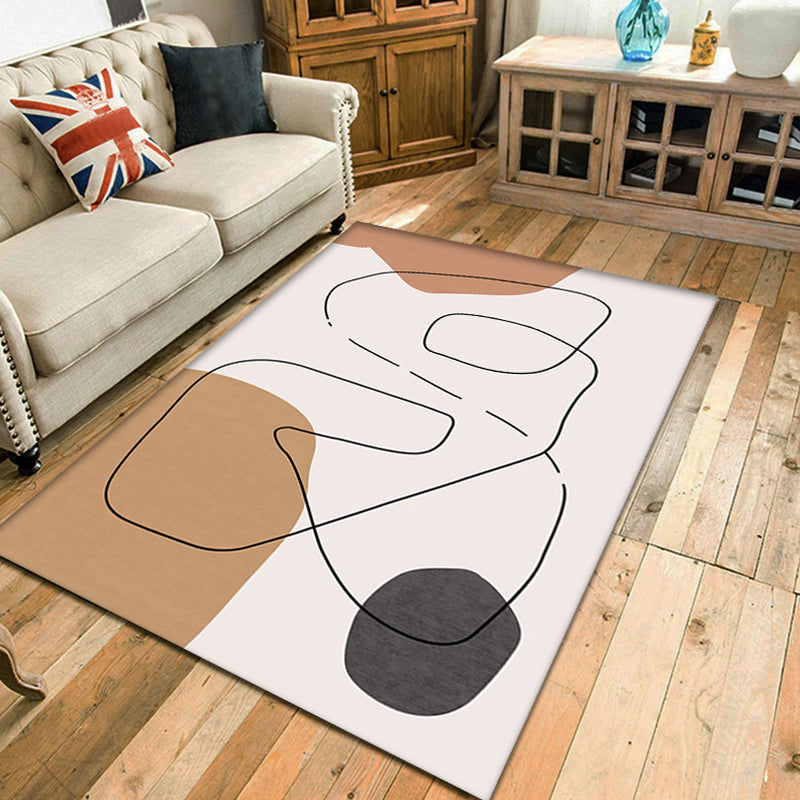 BowLift | Contemporary Abstract Carpet Brown and Green Polyester Carpet Non-Slip Back Washable Pet Friendly Carpet for Home