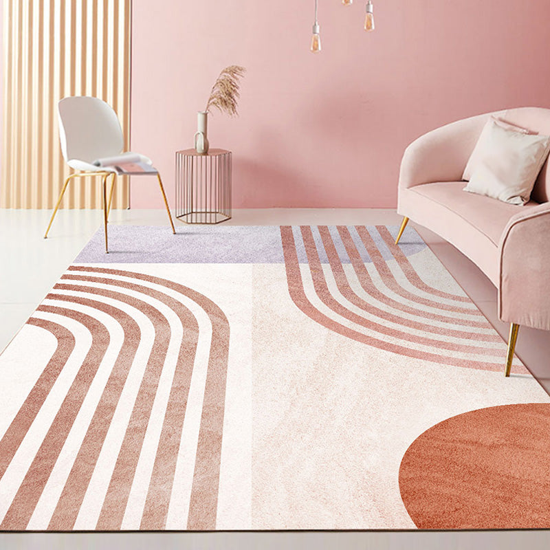 Unique multicolored modernist carpet polyester color block striped pattern carpet washable pet-friendly non-slip carpet for the living room | Bowlift