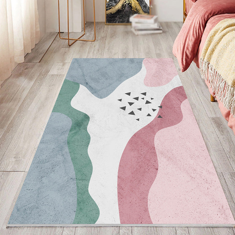 Unique multicolored modernist carpet polyester color block striped pattern carpet washable pet-friendly non-slip carpet for the living room | Bowlift