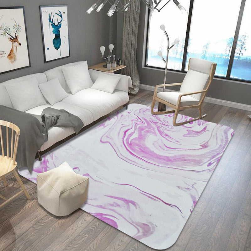 Unusual watercolor pattern rug with swirl stripes Multi-colored Modern rug Polyester Washable Non-slip rug for living room | Bowlift