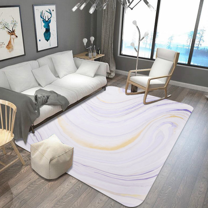 Unusual watercolor pattern rug with swirl stripes Multi-colored Modern rug Polyester Washable Non-slip rug for living room | Bowlift