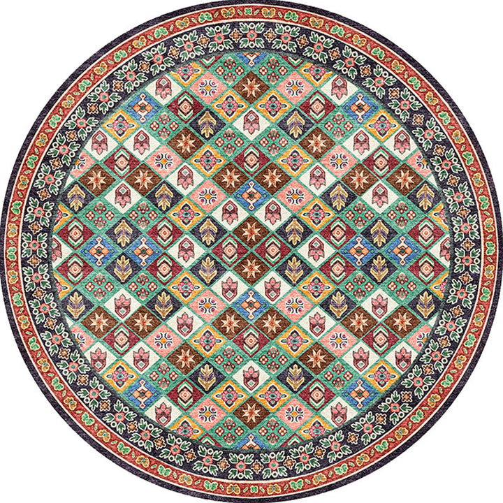 BowLift | Unique Tribal Diamond Pattern Rug Multicolored Moroccan Rug Polyester Pet-Friendly Non-Slip Back Washing Machine Safe Rug for the Living Room