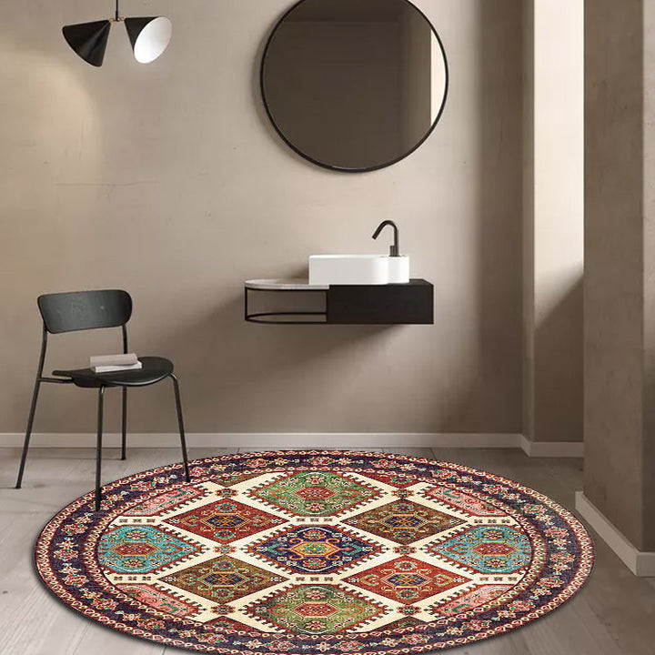 BowLift | Unique Tribal Diamond Pattern Rug Multicolored Moroccan Rug Polyester Pet-Friendly Non-Slip Back Washing Machine Safe Rug for the Living Room