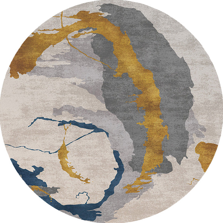 BowLift | Contemporary watercolour patterned rug with twist stripes Multi-colour polyester rug Non-slip backing Washable Pet-friendly rug for bedroom