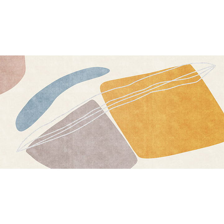 BowLift | Unique yellow modernist rug Polyester abstract rug washable pet-friendly non-slip rug for the living room