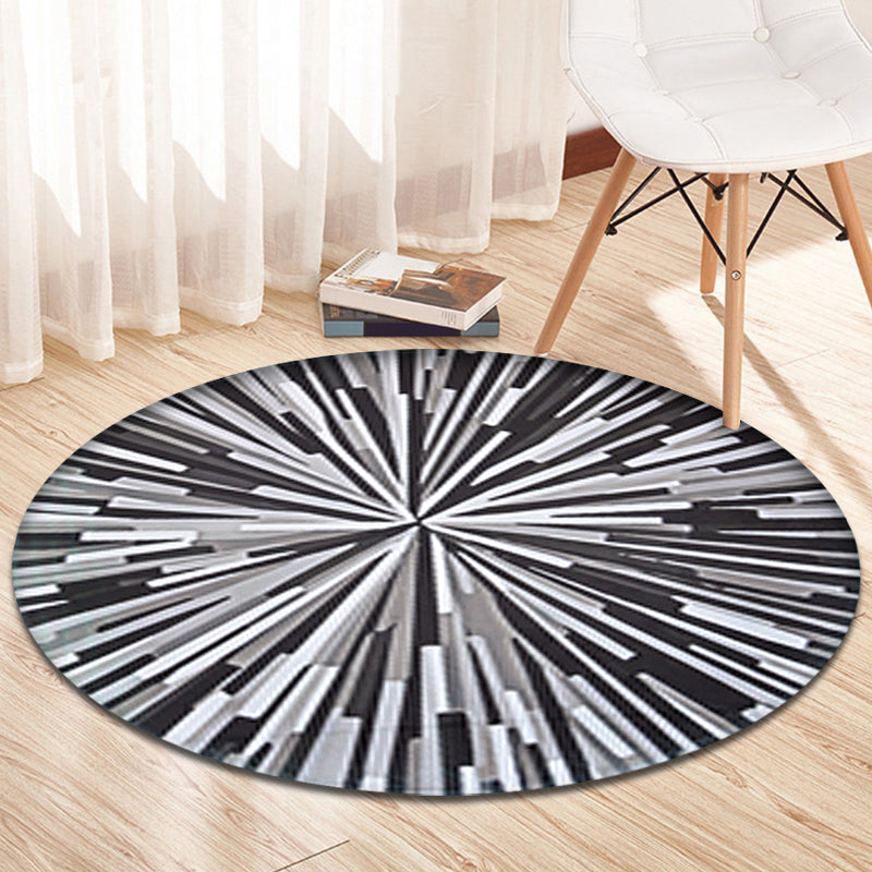 Casual radial geometry patterned rug gray and blue novelty rug polyester washable pet-friendly non-slip rug for the living room | Bowlift