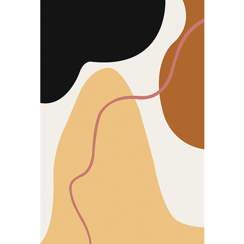 Modernist Color Block Rug Beige and Yellow Polyester Rug Non-Slip Back Washable Pet-Friendly Rug for Bedroom | Bowlift