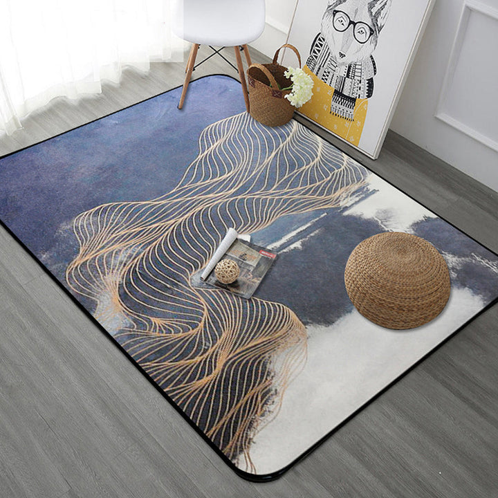 Stylish watercolor pattern carpet with swirl stripes multicolor novelty carpet polyester washable non-slip carpet for the living room | Bowlift