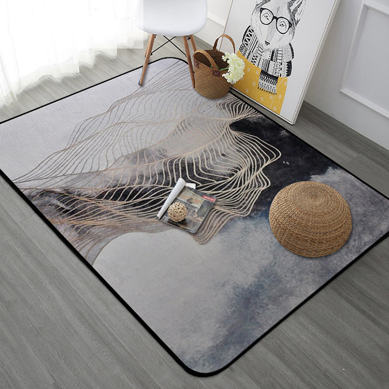 Stylish watercolor pattern carpet with swirl stripes multicolor novelty carpet polyester washable non-slip carpet for the living room | Bowlift
