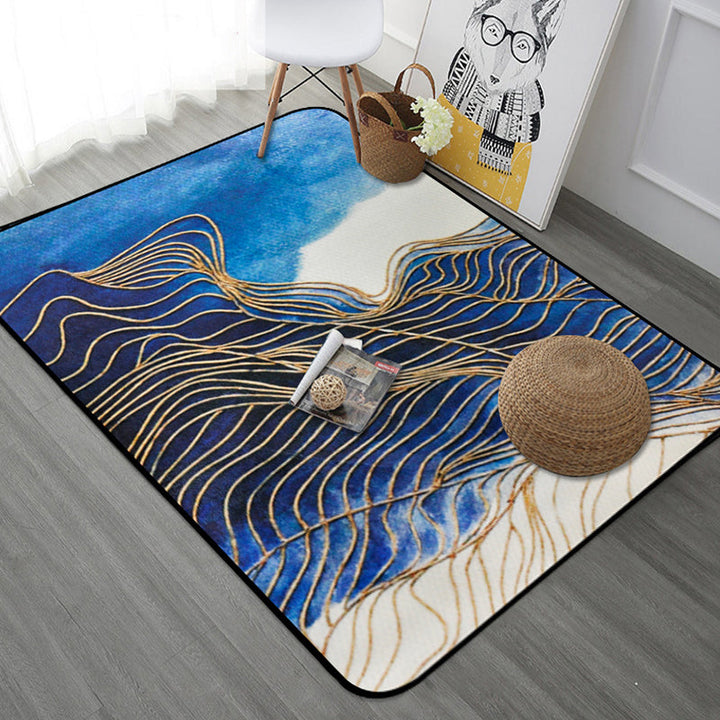 Stylish watercolor pattern carpet with swirl stripes multicolor novelty carpet polyester washable non-slip carpet for the living room | Bowlift
