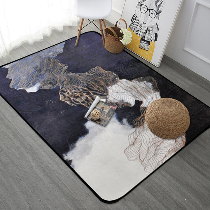 Stylish watercolor pattern carpet with swirl stripes multicolor novelty carpet polyester washable non-slip carpet for the living room | Bowlift