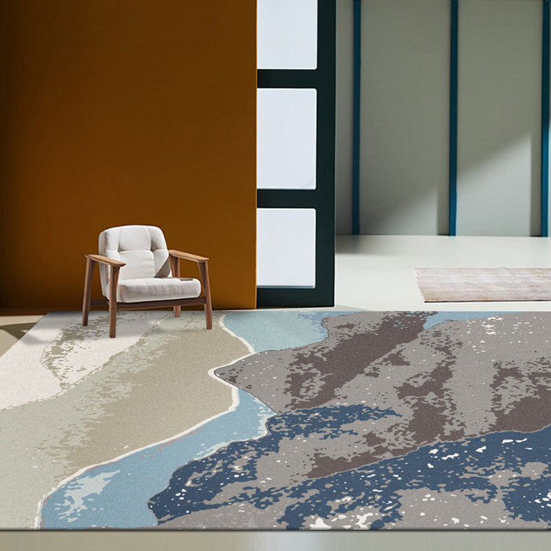Modern water color pattern carpet with swirl stripes Multicolor polyester rug washable pet-friendly non-slip rug for the living room | Bowlift